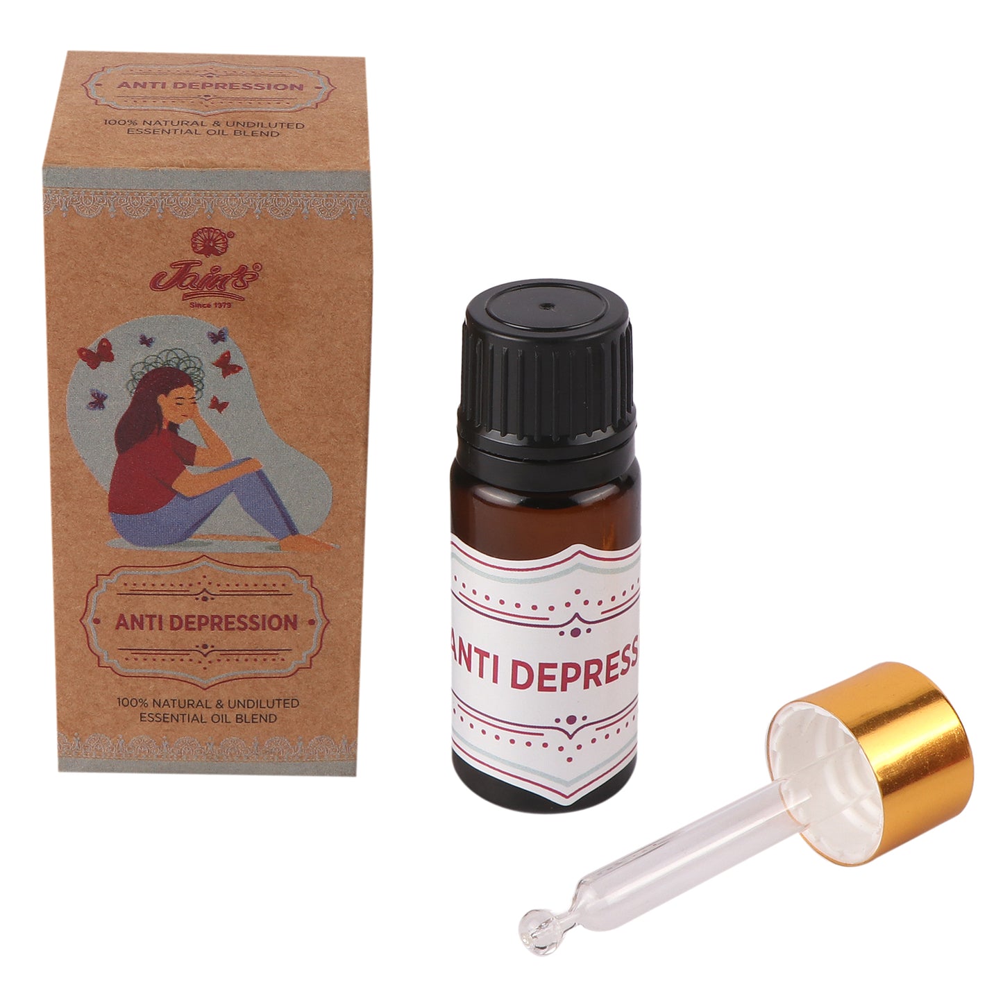 ANTI DEPRESSION ( PURE ESSENTIAL OIL BLEND ) 10 ML WITH DROPPER - Jain Super Store