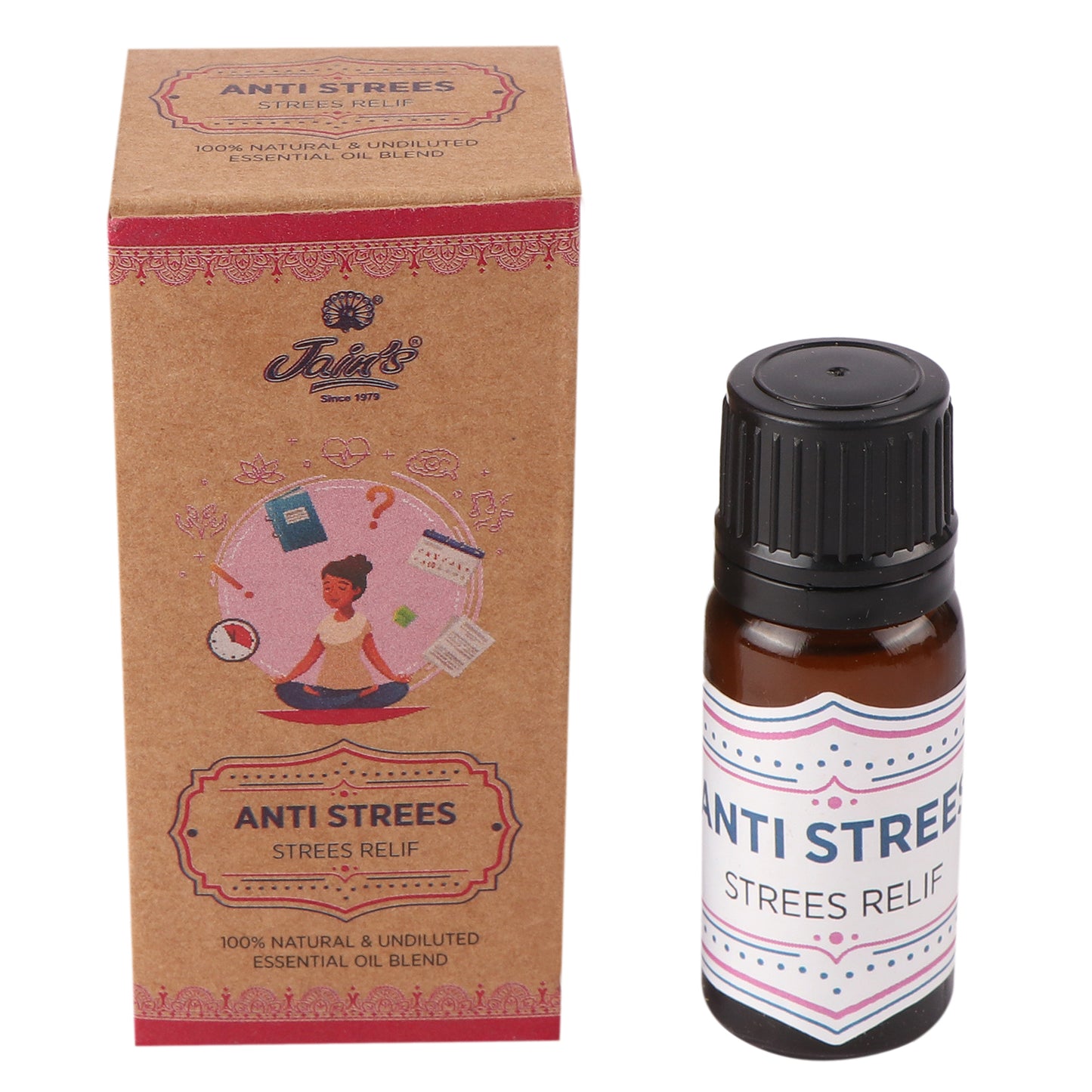 ANTI STRESS ( PURE ESSENTIAL OIL BLEND ) 10 ML WITH DROPPER - Jain Super Store