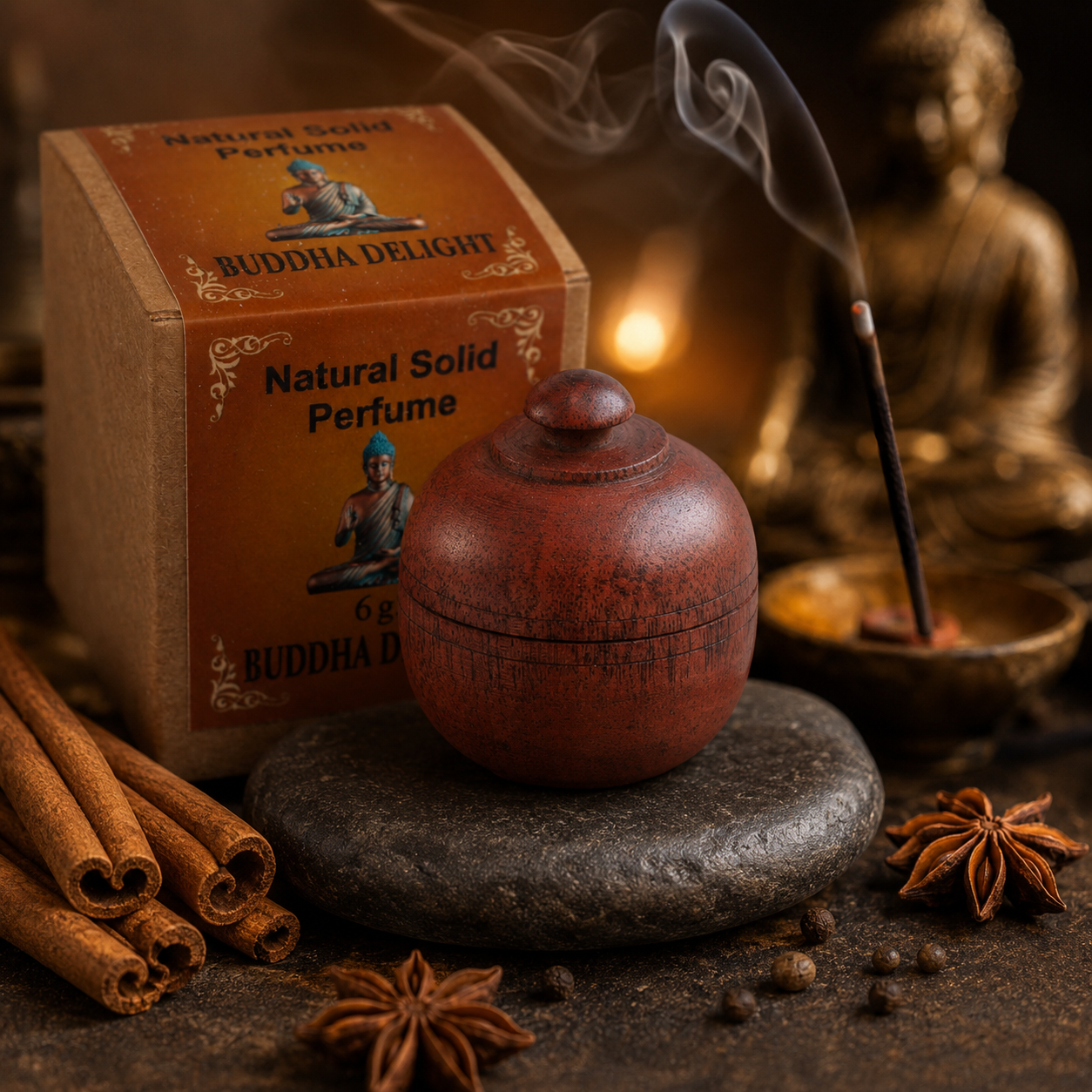 BUDDHA DELIGHT - SOLID PERFUME ( SWEET AND SPICY FRAGRANCE ) - Jain Super Store
