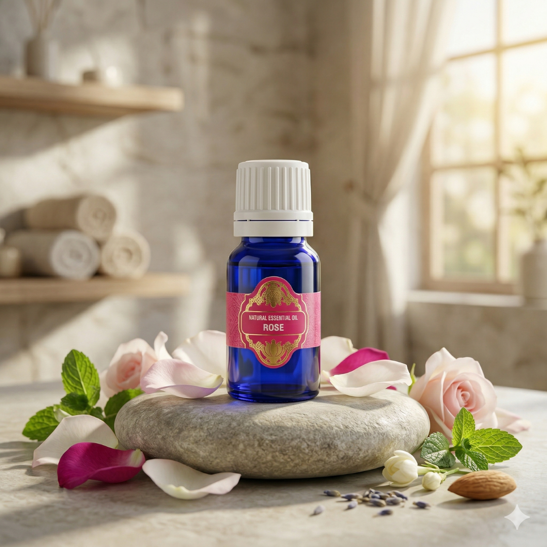 Rose Essential Oil ( Blended With Sweet Almond Oil ) 10 ML - Jain Super Store