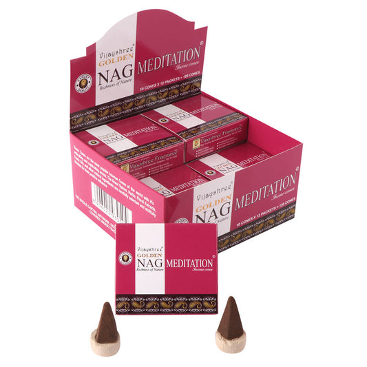 Golden Nag Meditation Cone Dozen Box