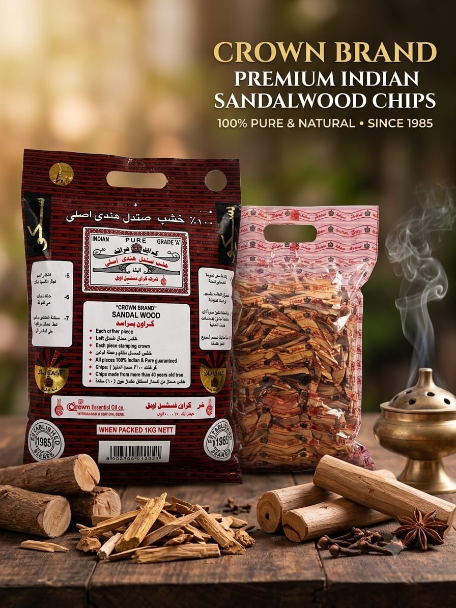 Crown Brand 100 % Pure Indian Sandalwood Chips