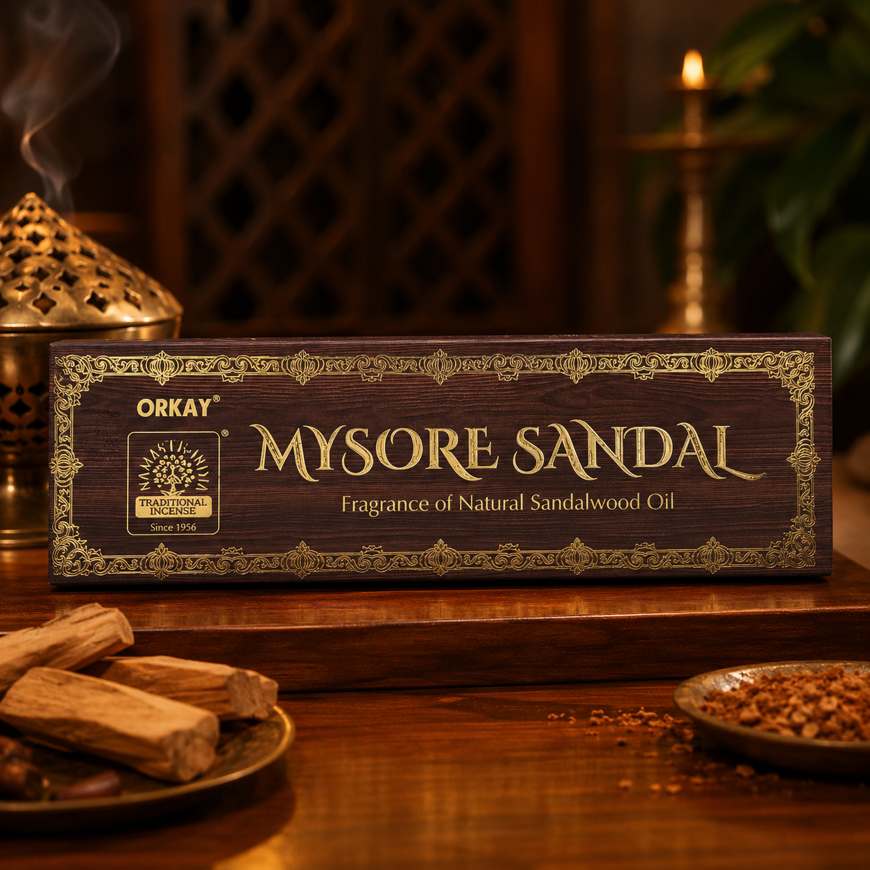 Orkay Mysore Sandal Incense Sticks (Aggarbatti) 50g - Natural Sandalwood Premium Fragrance - Jain Super Store