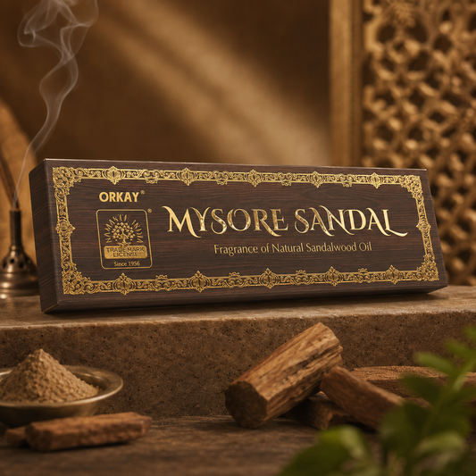 Orkay Mysore Sandal Incense Sticks (Aggarbatti) 50g - Natural Sandalwood Premium Fragrance - Jain Super Store