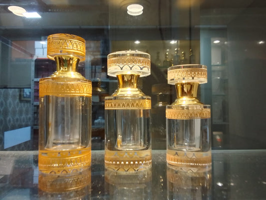 CRYSTAL GOLD POLISH EMPTY ATTAR BOTTLE + BOX