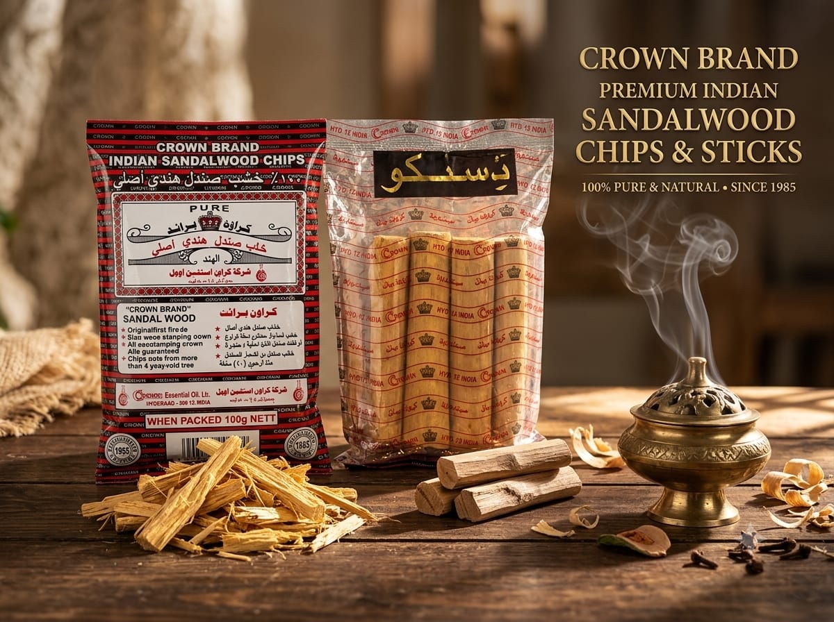 Crown Brand 100 % Pure Indian Sandalwood Chips