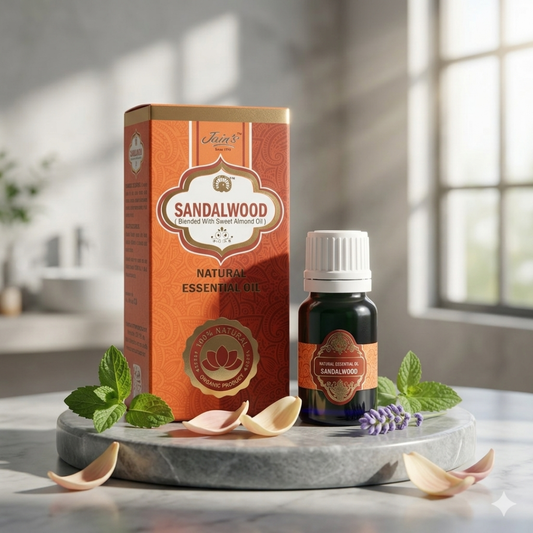 Pure Sandalwood Essential Oil ( Blended With Sweet Almond Oil ) 10 Ml - Jain Super Store