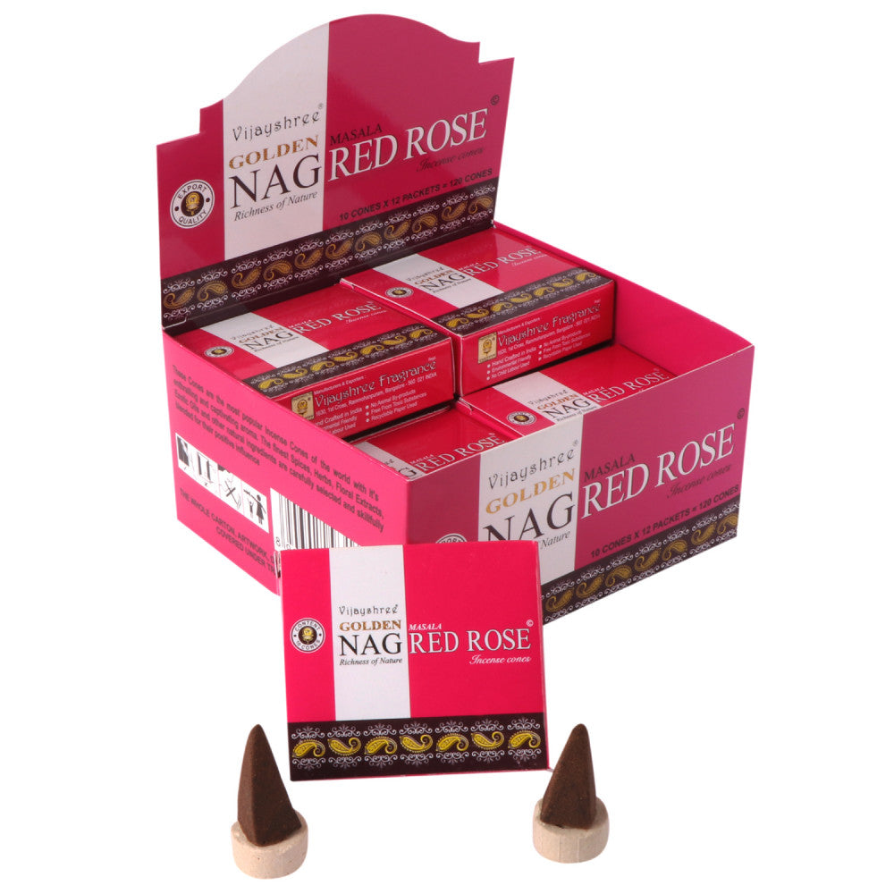 Golden Nag Red Rose Cone Dozen Box