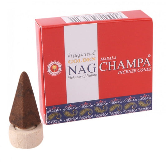 Golden Nag Champa Cone 10 Pc Pack