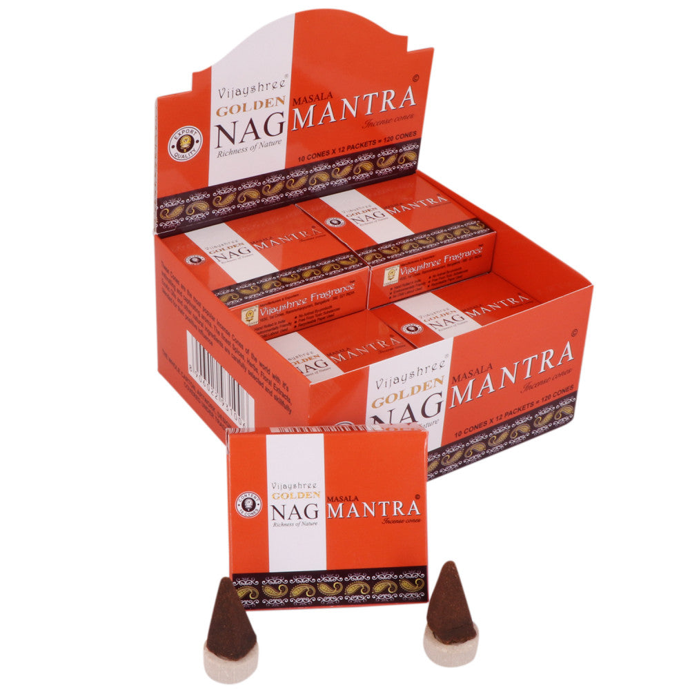 Golden Nag Mantra Cone Dozen Box