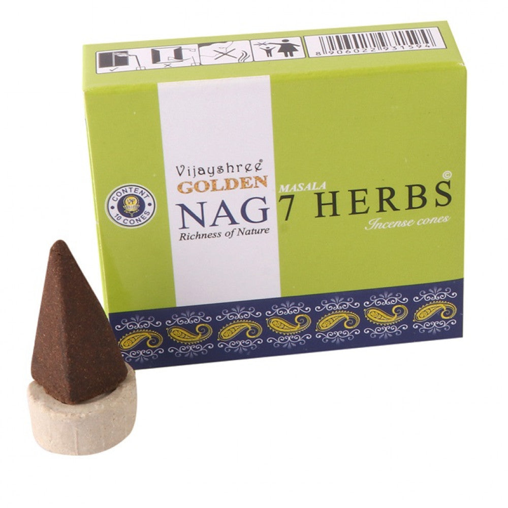 Golden Nag 7 Herbs Cone 10 Pc Pack
